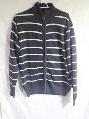 True Rock Mens  Long Sleeve Stripe Zipup Sweater Large